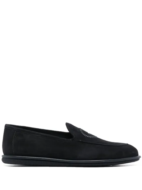 Giorgio Armani logo-embroidered suede loafers