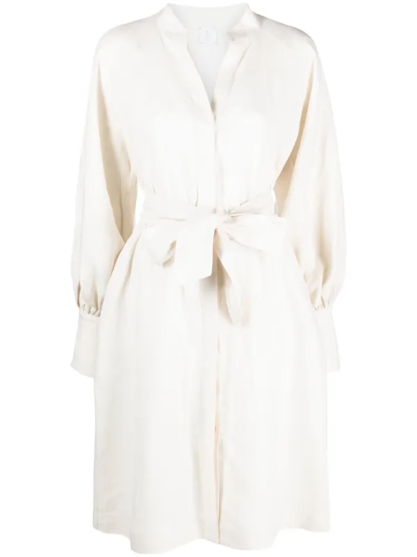 Eleventy Belted Linen Dress | Neutrals | FARFETCH