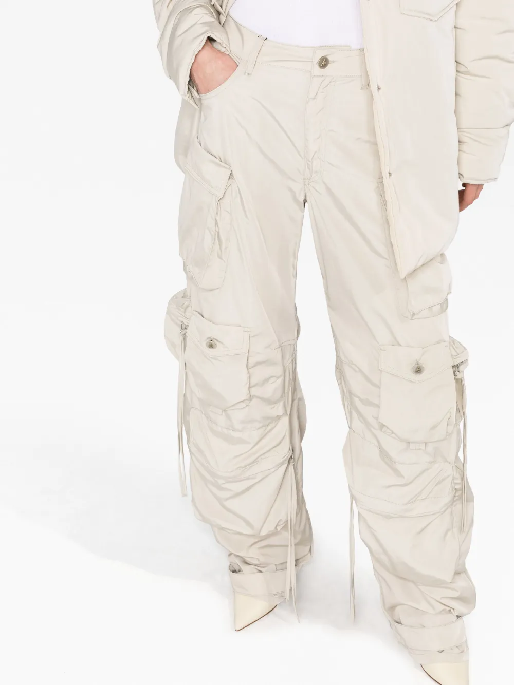 Attico High-waisted Cargo Trousers In Neutrals