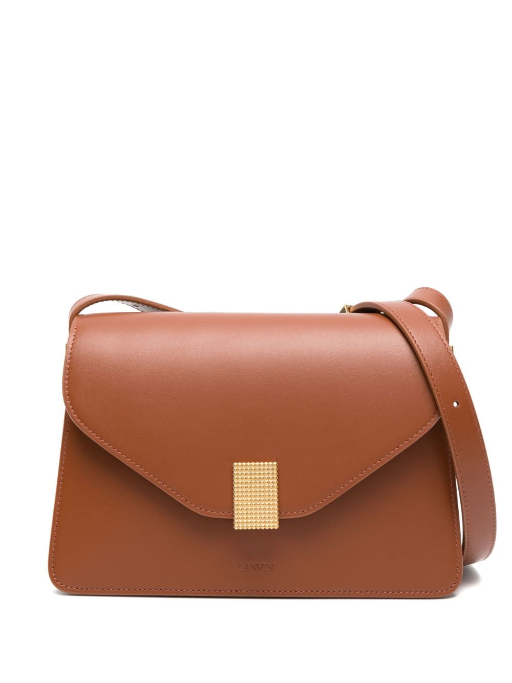 Shop Lanvin Concerto Leather Shoulder Bag In Brown