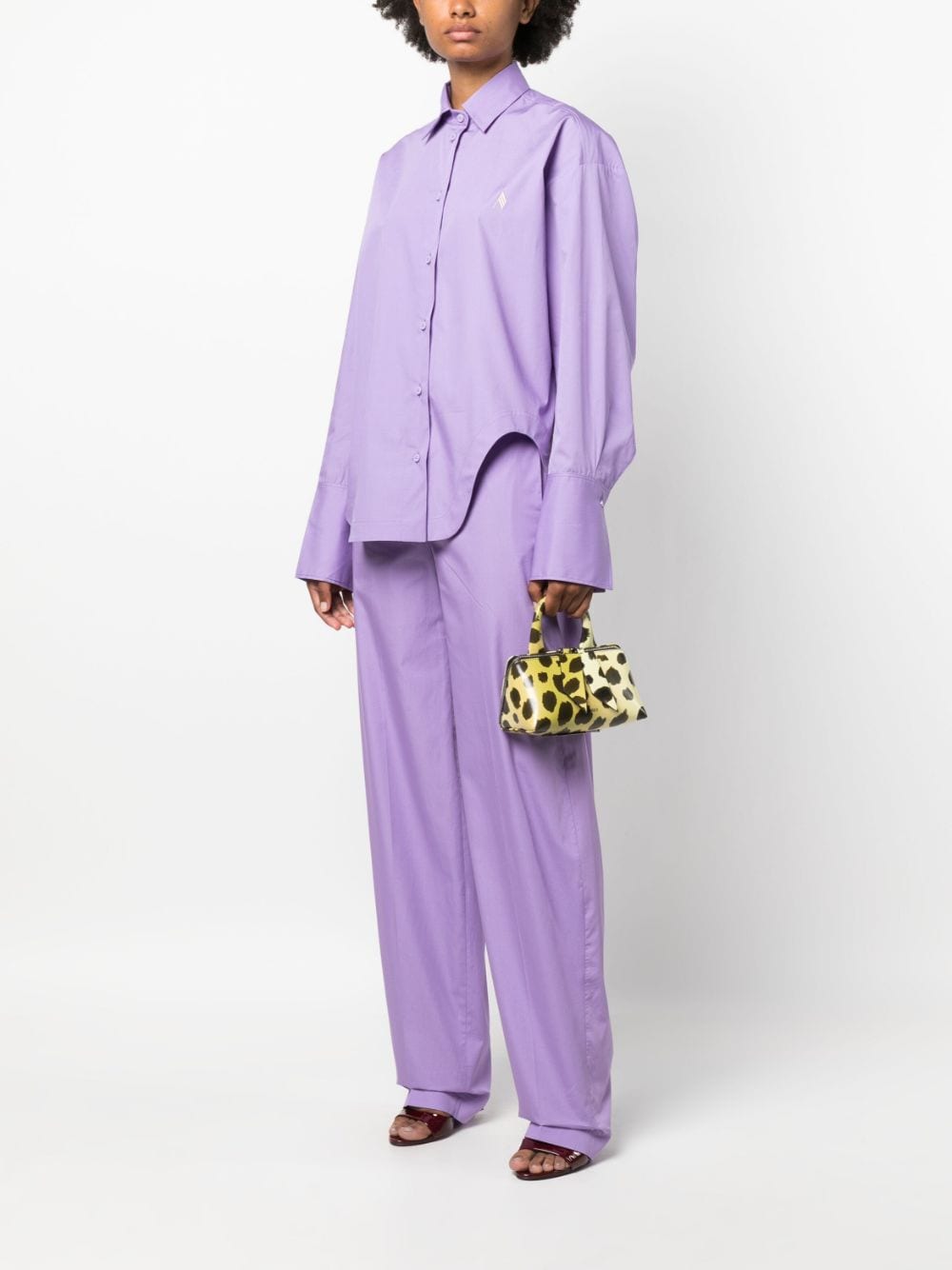 Shop Attico High-waisted Straight-leg Trousers In Purple