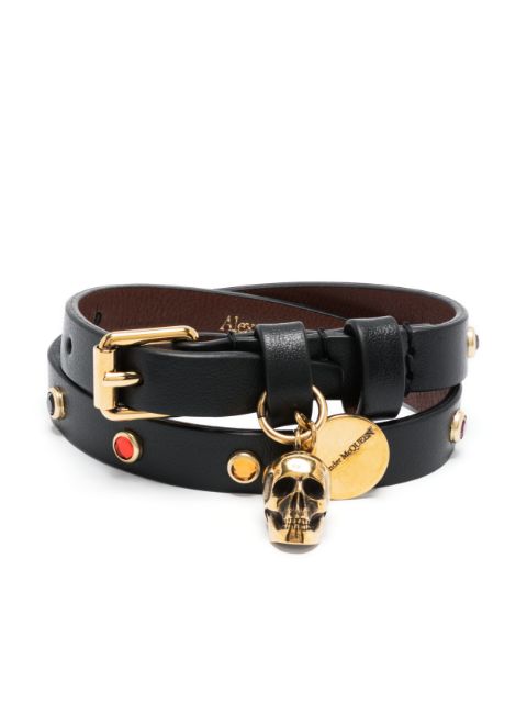 Alexander McQueen skull-charmleather belt bracelet Women