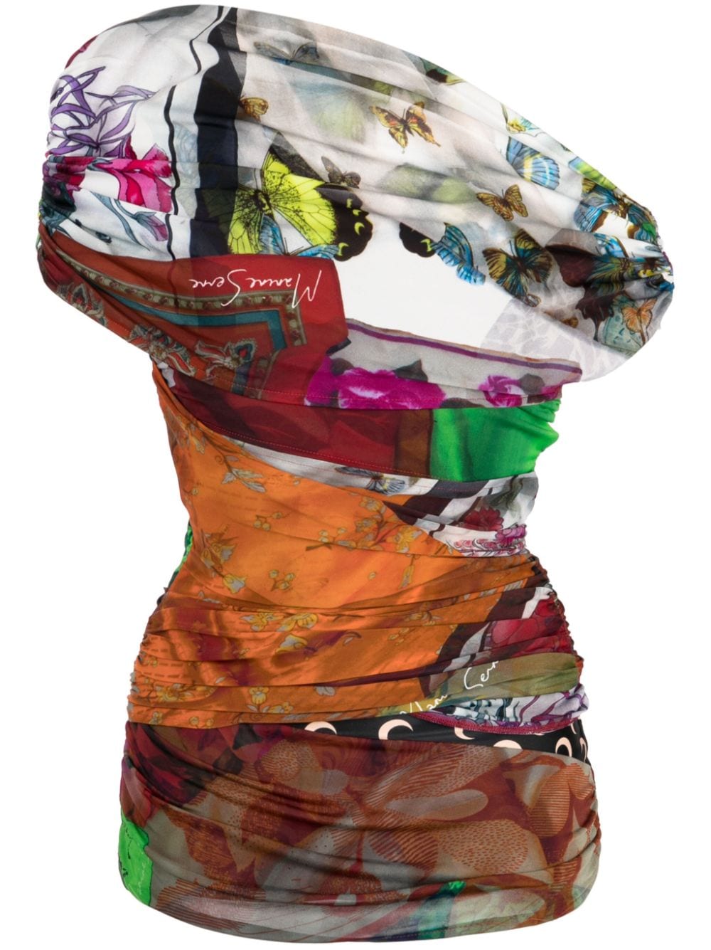 marine serre blouse drapée body shelter à design asymétrique - multicolore