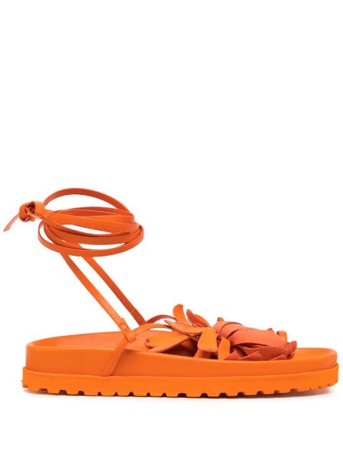 Silvia Tcherassi Idania floral-appliqué leather sandals
