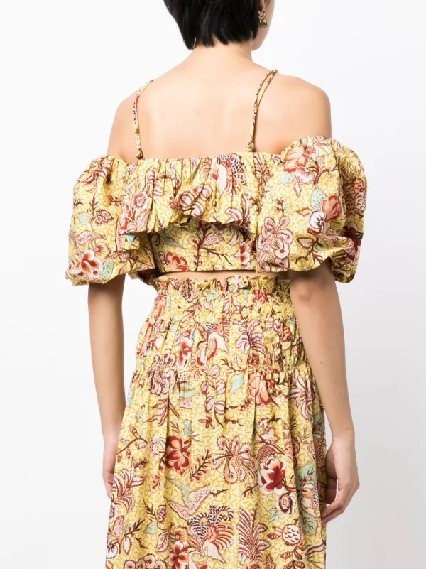Ulla Johnson Carla Calla Lily-print Top | Yellow | FARFETCH