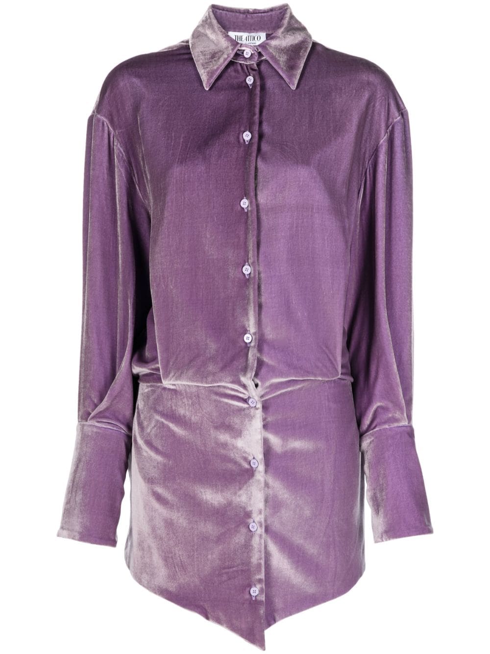 Shop Attico Sylvie Velvet Minidress In Purple