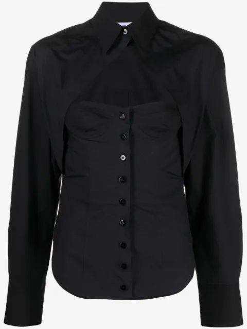 The Attico cut-out corset-style cotton shirt