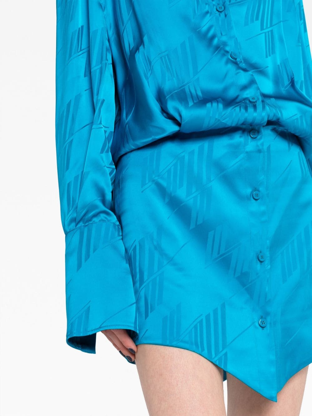 Shop Attico Sylvie Satin Jacquard Minidress In Blue