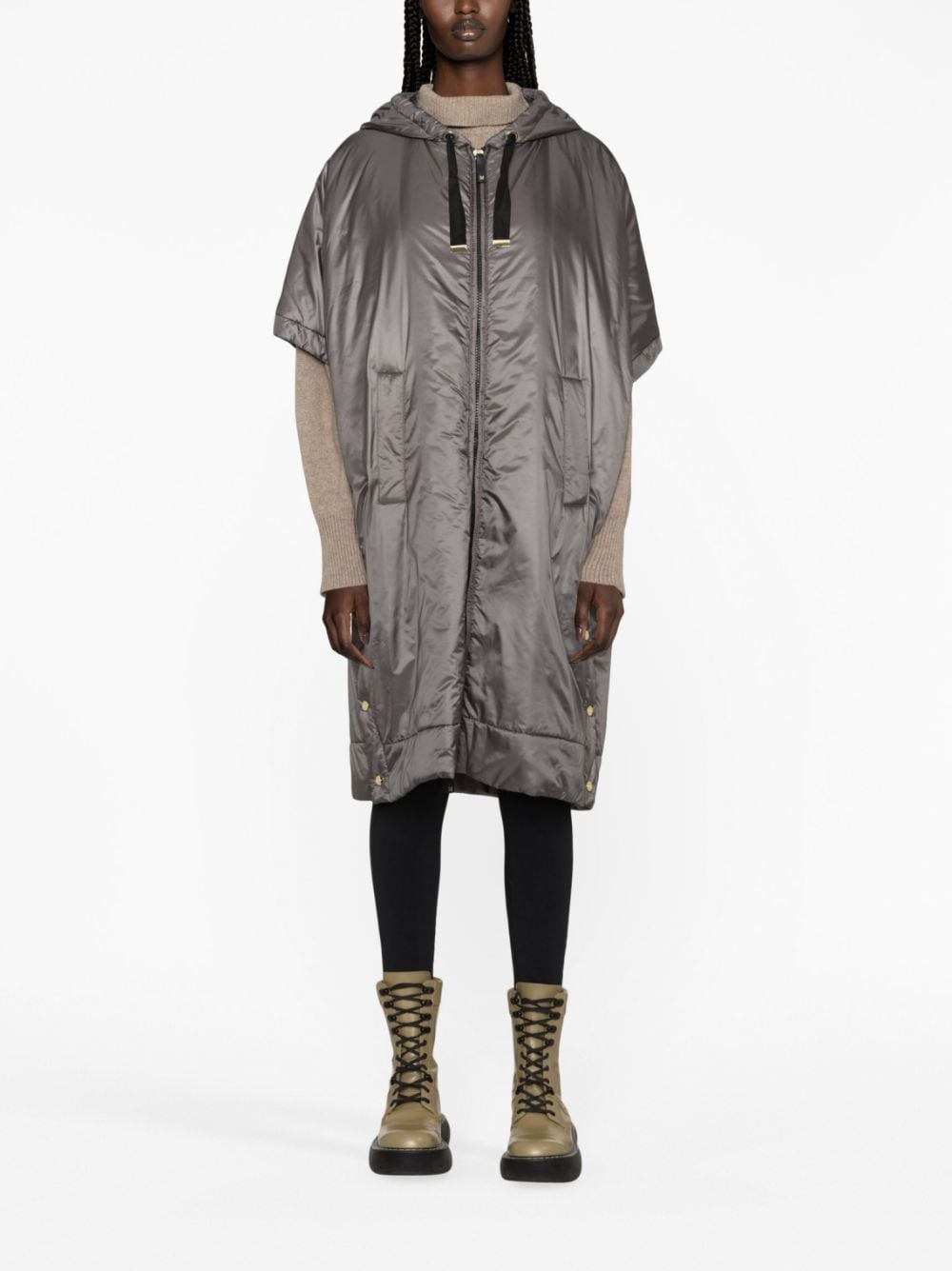 Shop Max Mara Padded Hooded Jacket In Grey