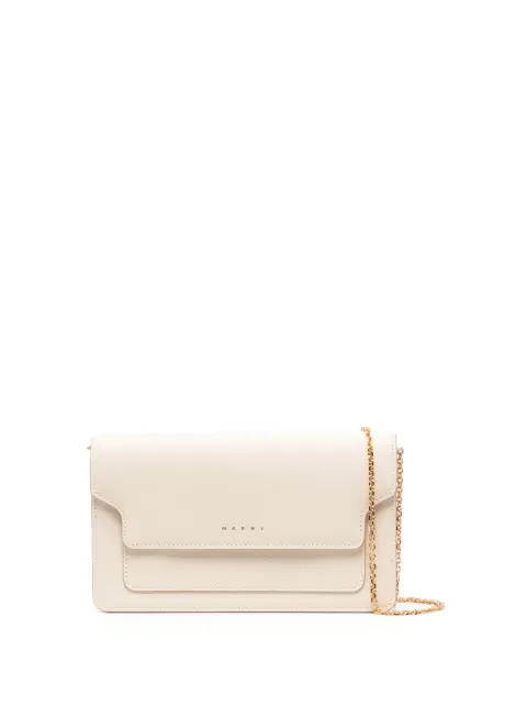 Marni logo-stamp leather crossbody bag