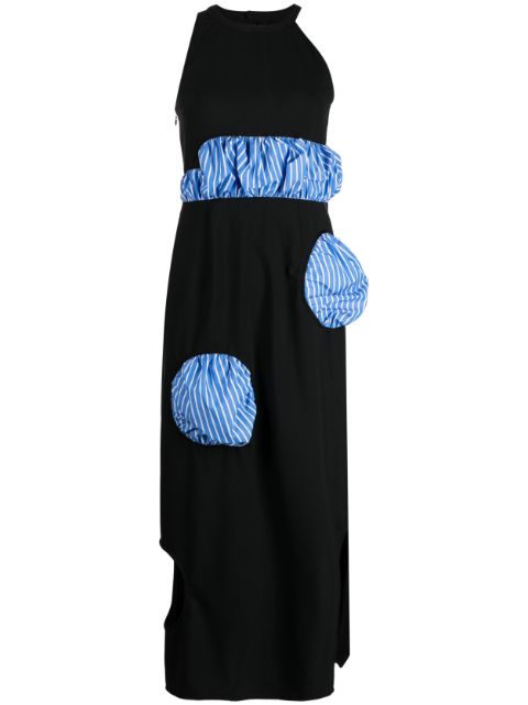 Enföld striped-panel sleeveless midi dress