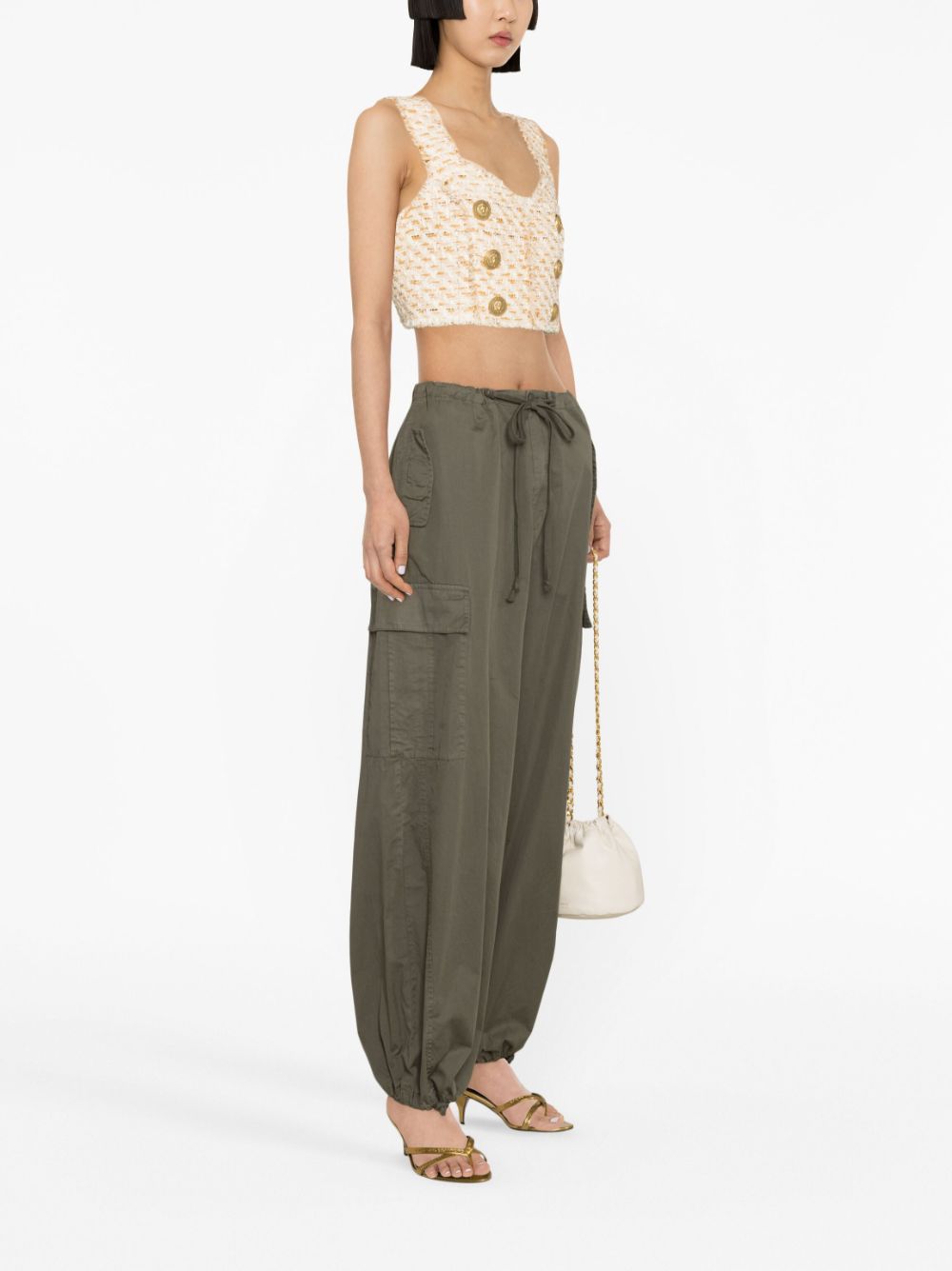 Balmain button-embellished tweed cropped top Women