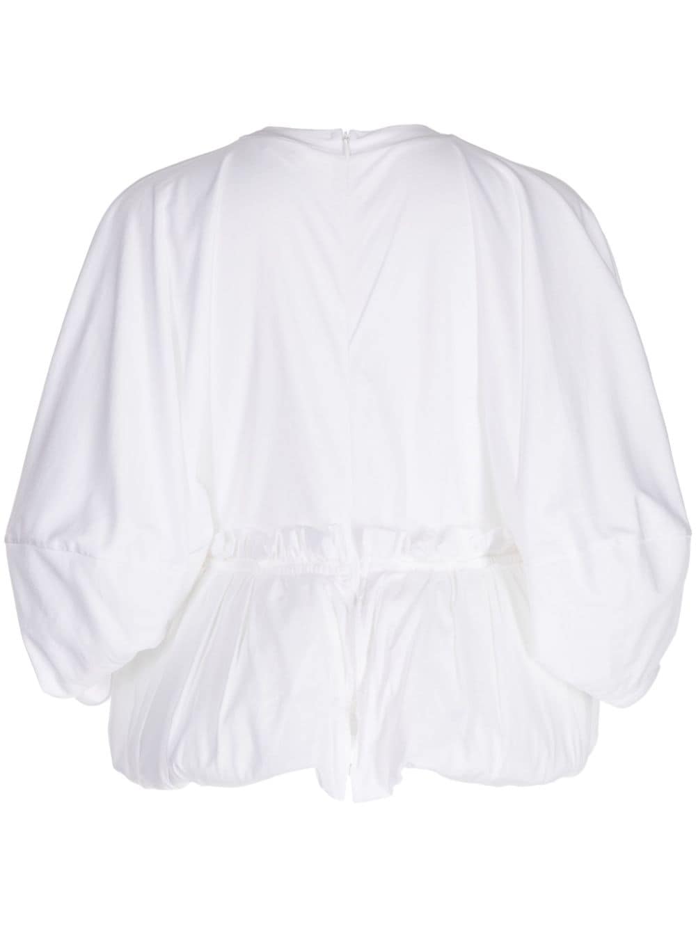 Shop Enföld Long-sleeve Puffball-hem Blouse In Weiss