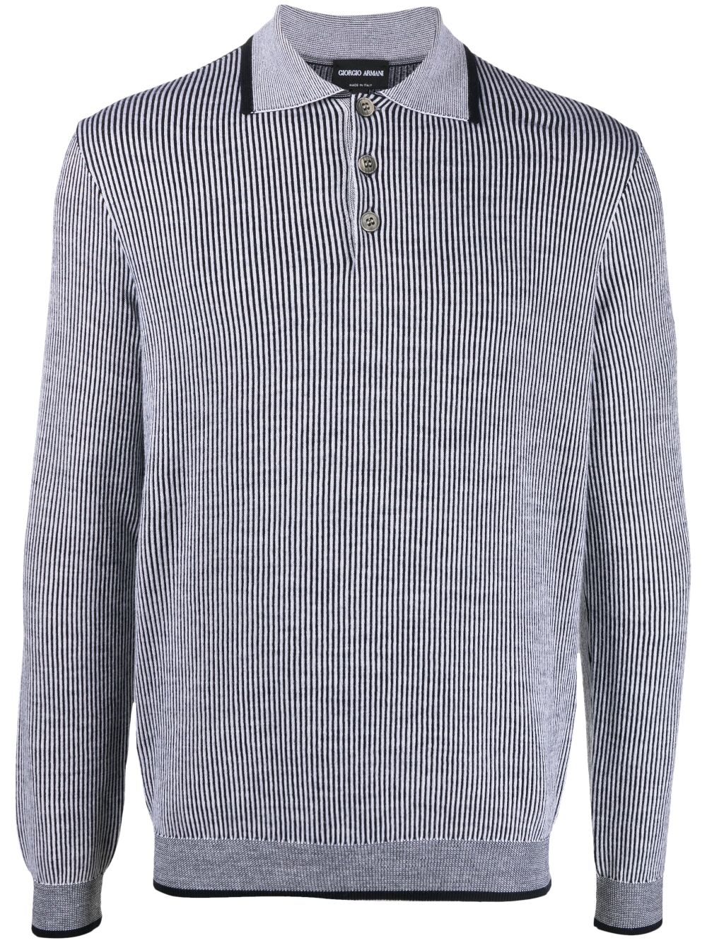 Giorgio Armani Striped Wool Polo Shirt - Farfetch