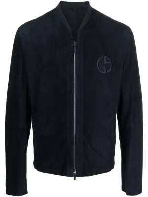 Giorgio Armani Veste Bomber En Cuir Logo Brod Farfetch