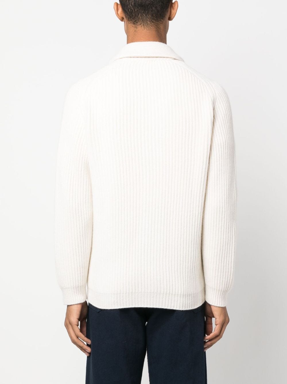 Shop Fedeli Ribbed Cashmere Cardigan In Neutrals