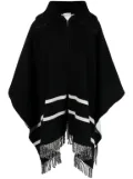 Moncler fringe-trim striped cape - Black