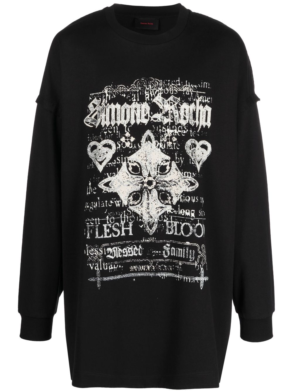 Shop Simone Rocha Graphic-print Cotton Sweatshirt In Schwarz