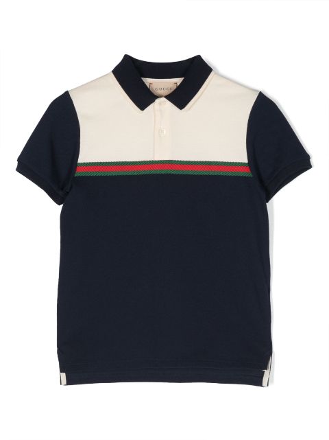 Gucci Kids - Web-stripe cotton polo shirt