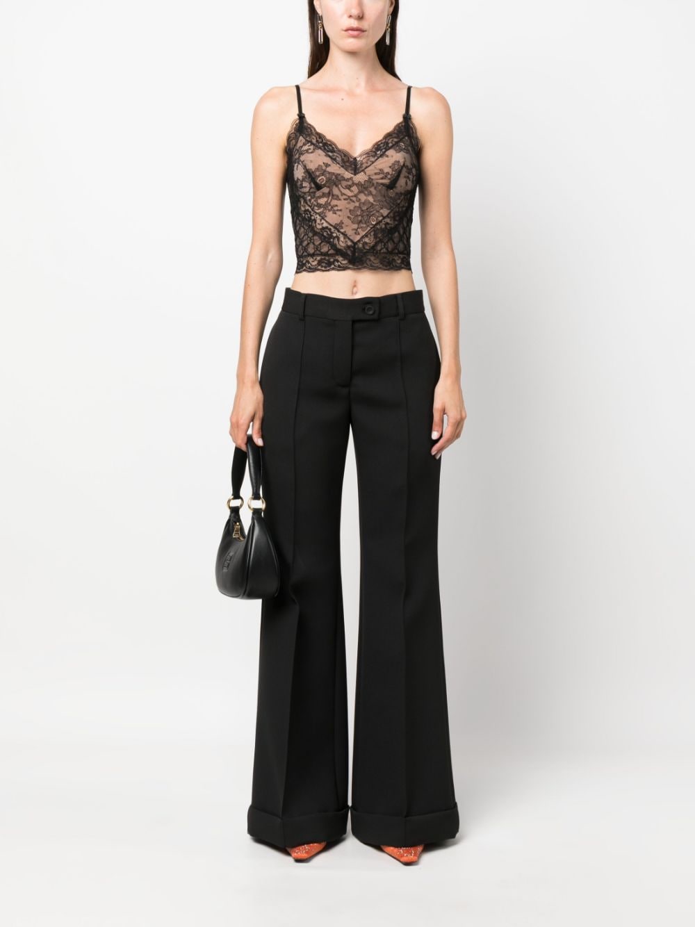 Gucci GG lace cropped top - Zwart