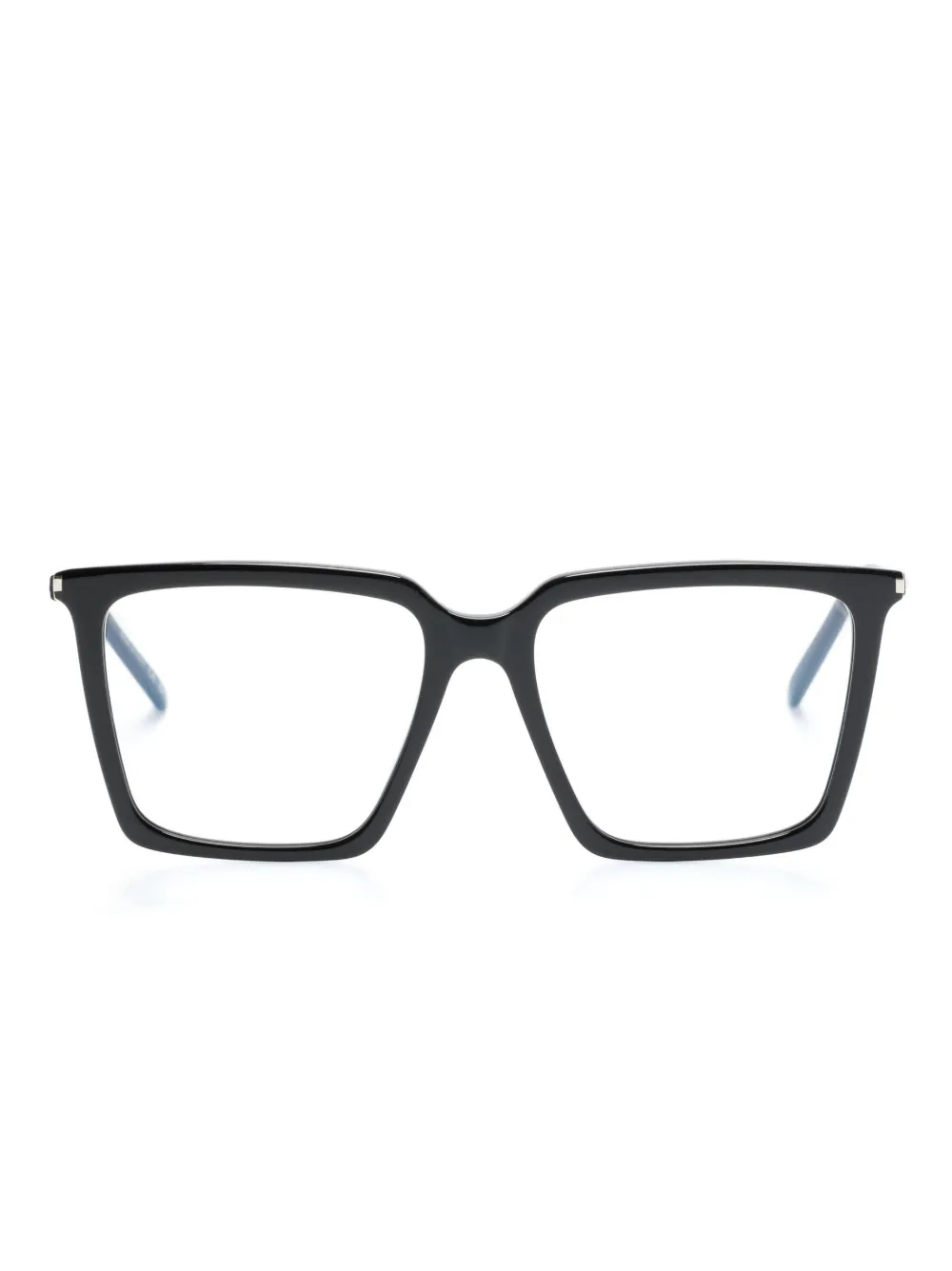 Saint Laurent Logo-engraved Square-frame Glasses In Schwarz