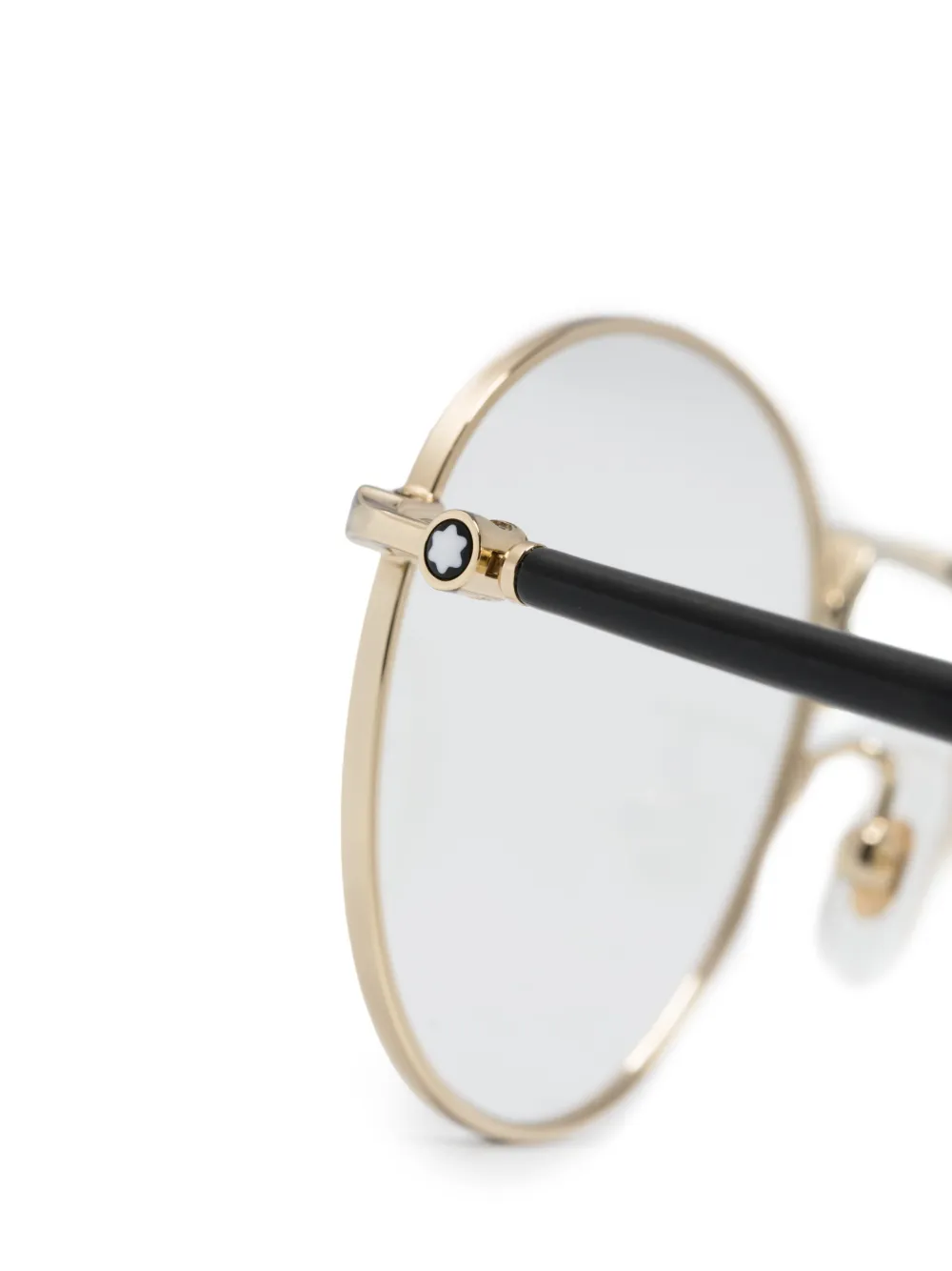  Montblanc Logo-plaque Round-frame Glasses - Gold 