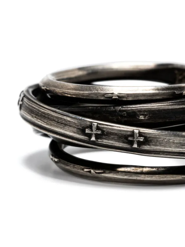 WERKSTATT:MÜNCHEN Wound Unite embossed-cross Layered Ring