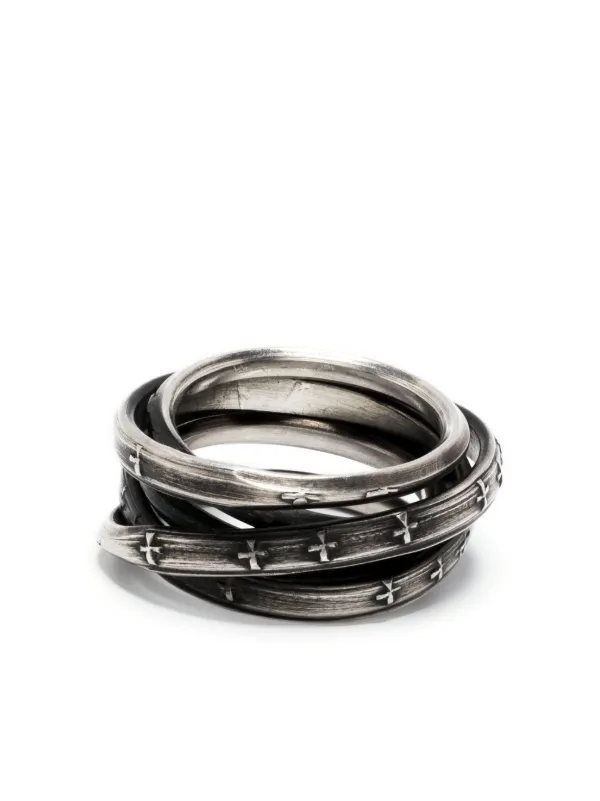 WERKSTATT:MÜNCHEN Wound Unite embossed-cross Layered Ring | Silver |  FARFETCH AO