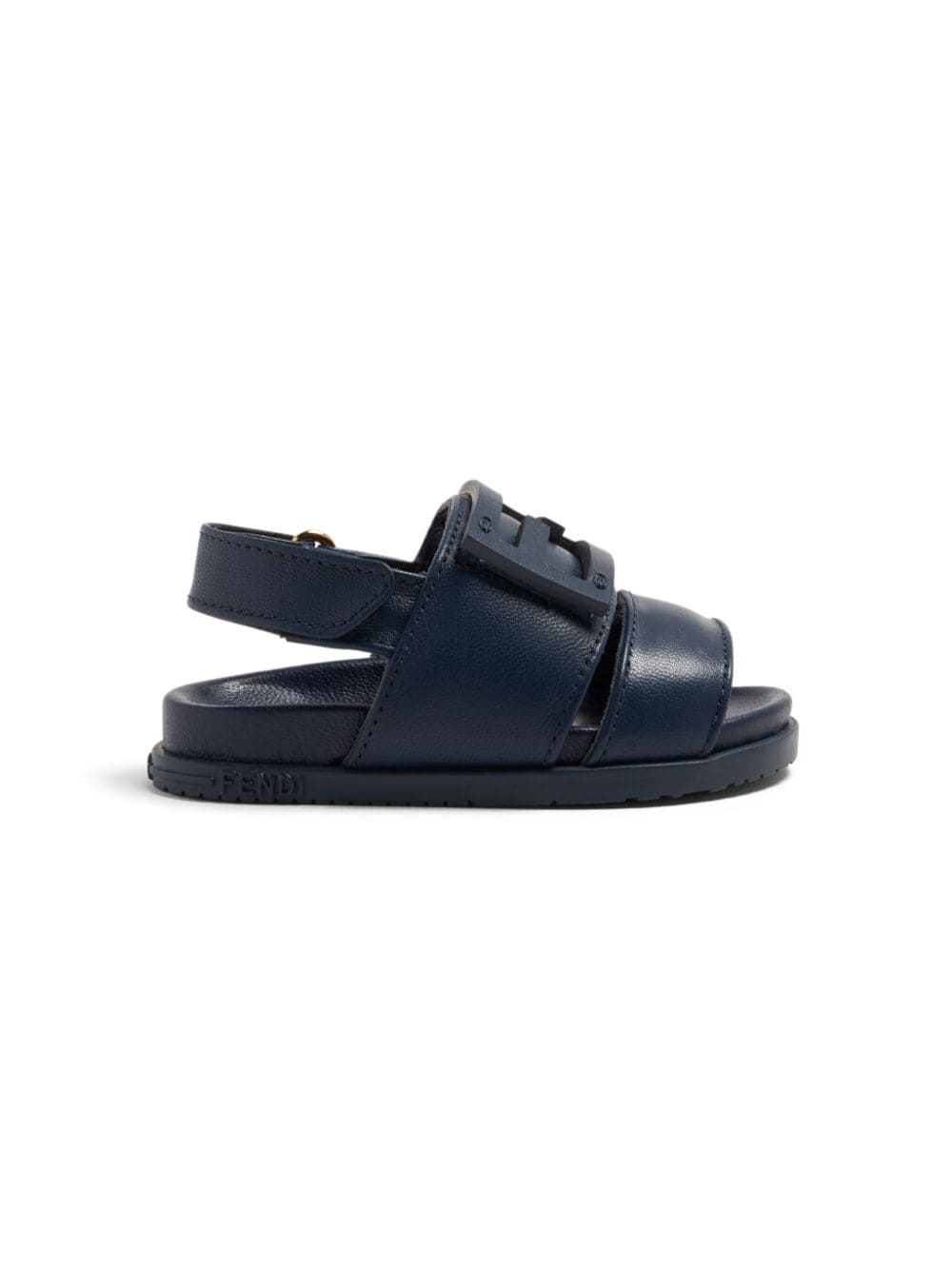 Shop Fendi Logo-patch Leather Sandals In Blue