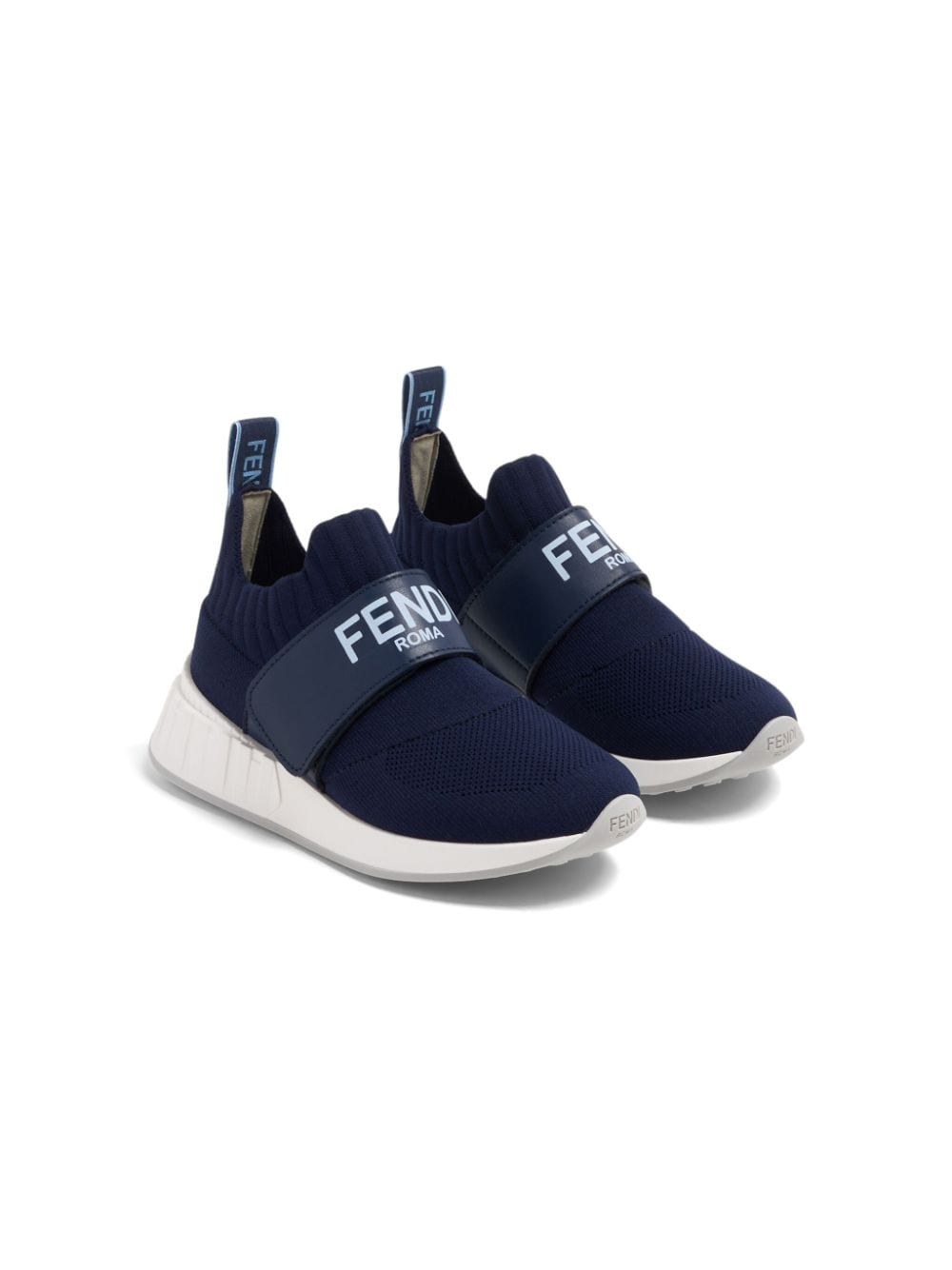 Shop Fendi Logo-print Mesh Sneakers In Blue