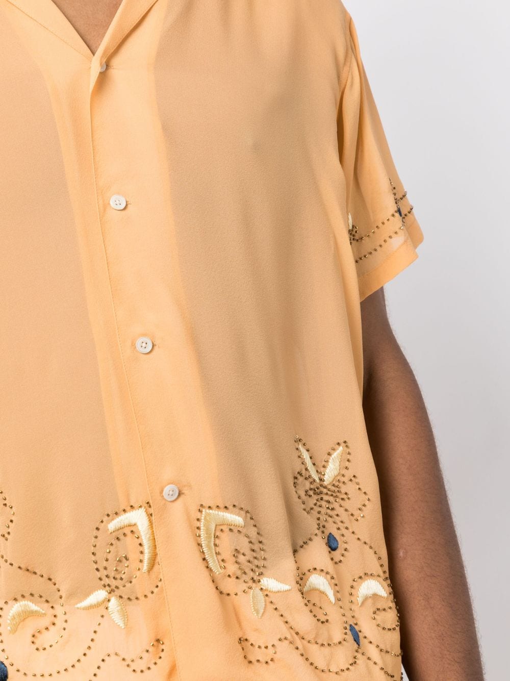 Shop Bode Crystal-embellished Silk Shirt In Orange