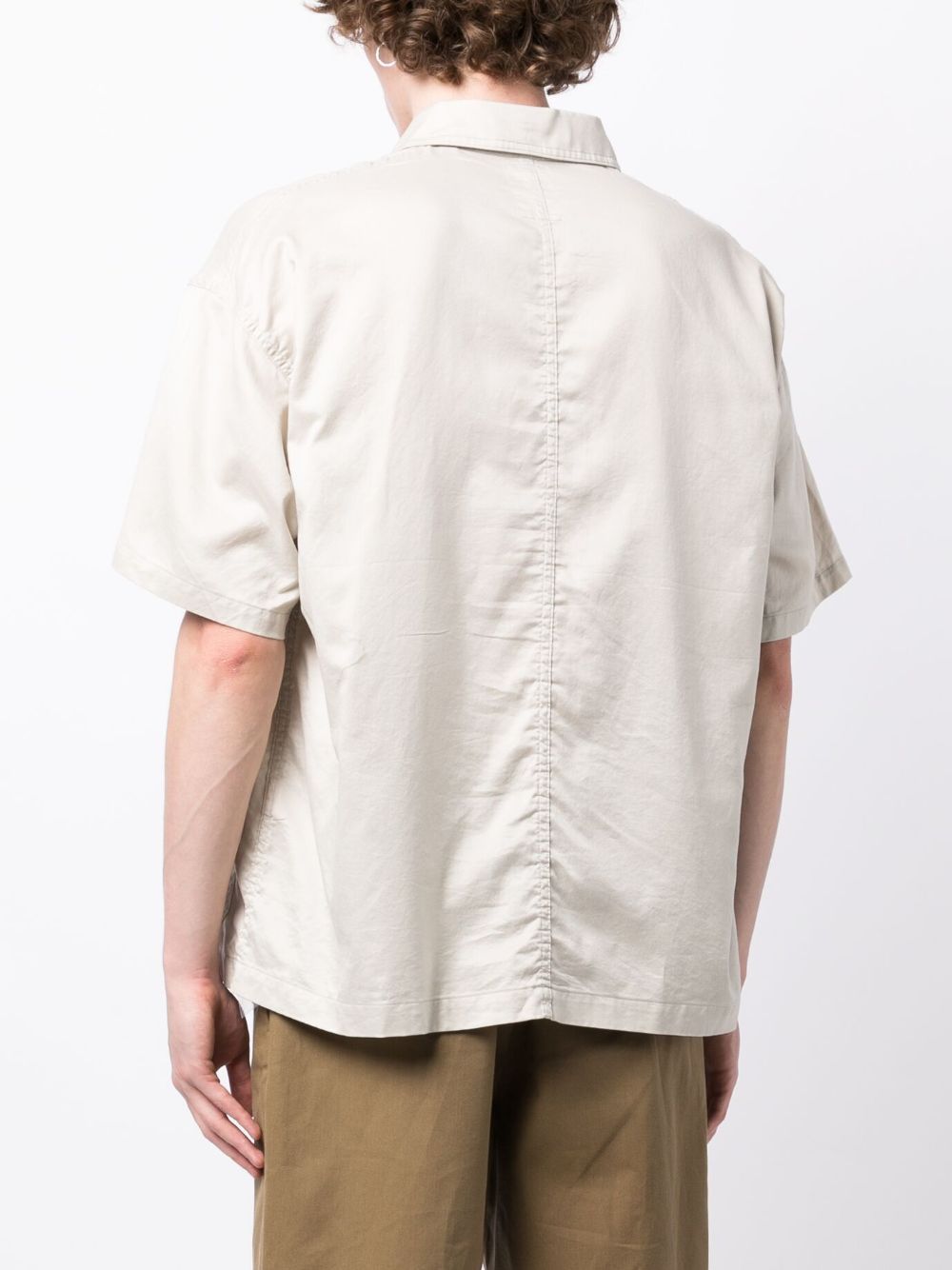 Shop Danton Short-sleeve Cotton Shirt In Neutrals