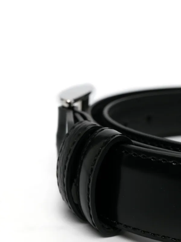 【送料&関税込】Hogan Black Leather Belt - Unisex Hogan polished-finish Leather Belt | Black | FARFETCH
