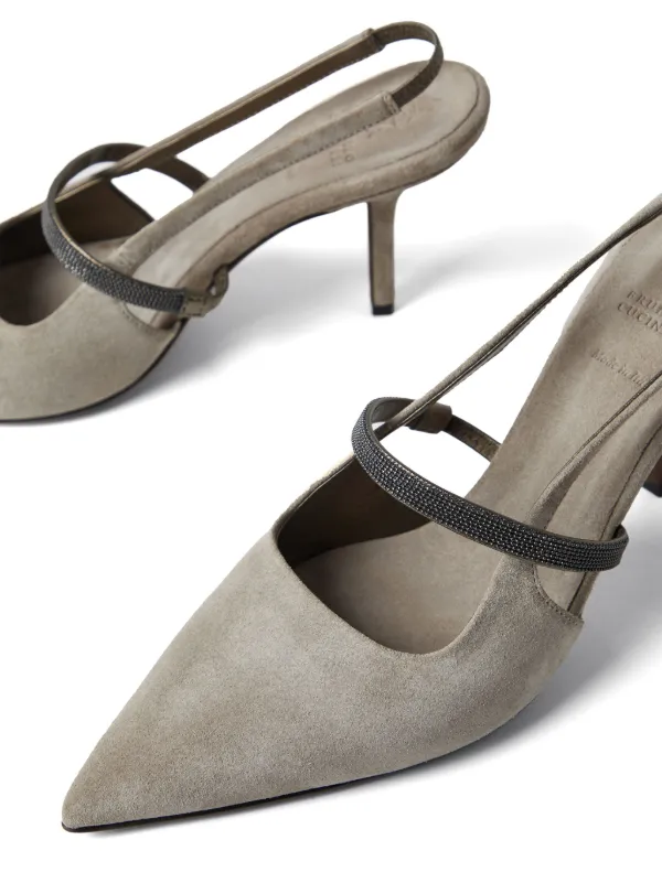 grey suede slingback shoes