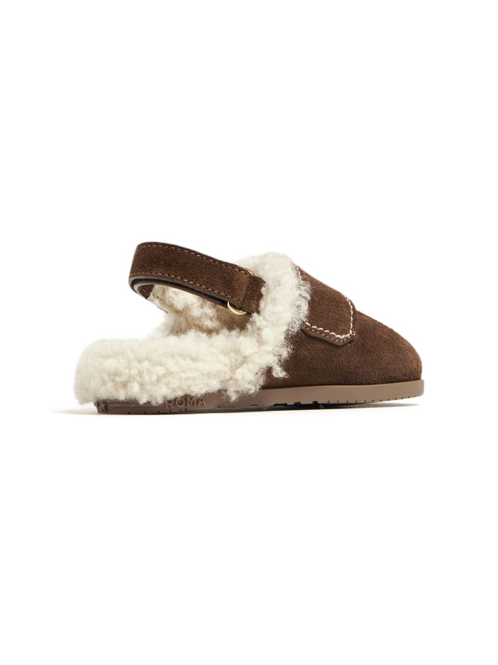 Shop Fendi Suede Shearling Sandals In Brown