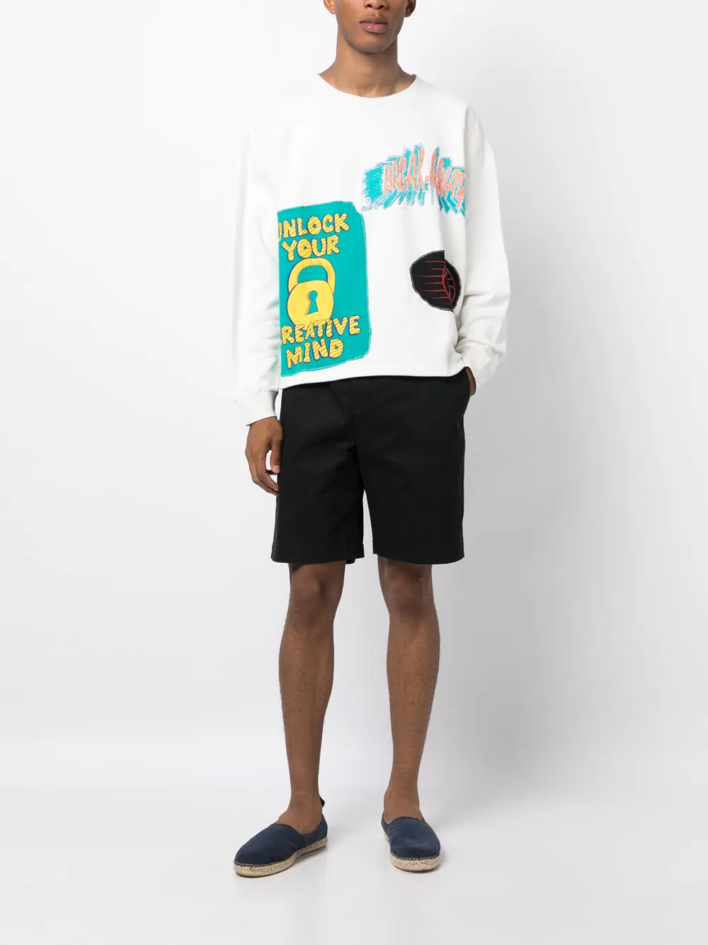 BODE Sweater verfraaid met patches - Wit