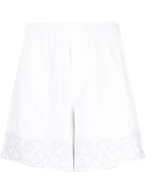 BODE floral-embroidered cotton shorts