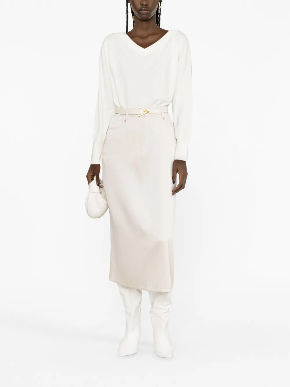Brunello Cucinelli Satijnen midi-rok - Beige