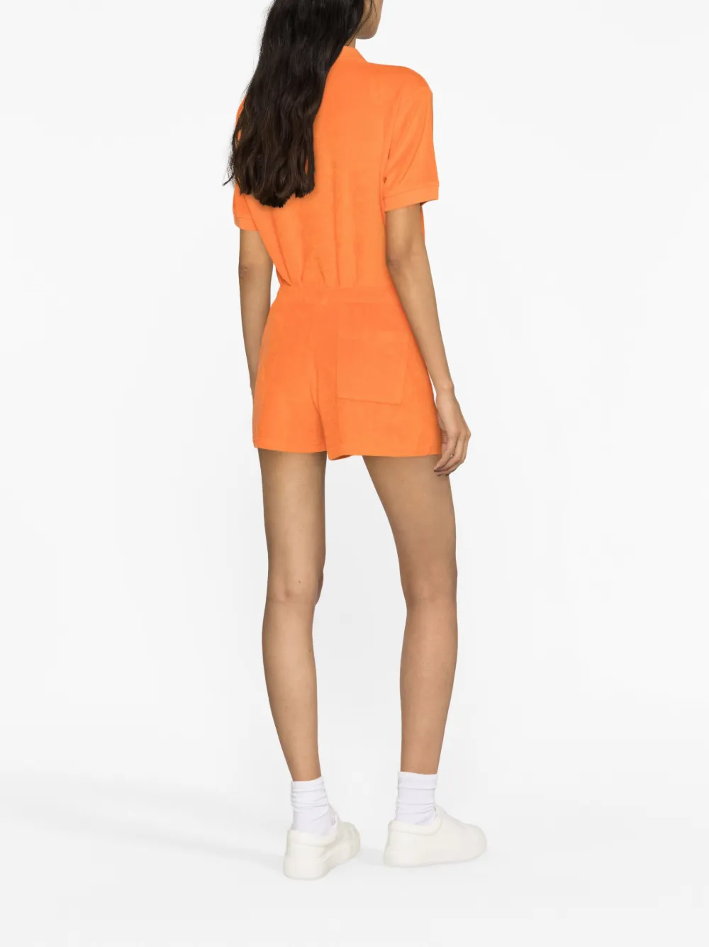 Sporty And Rich Logo-embroidered Cotton Shorts In Orange