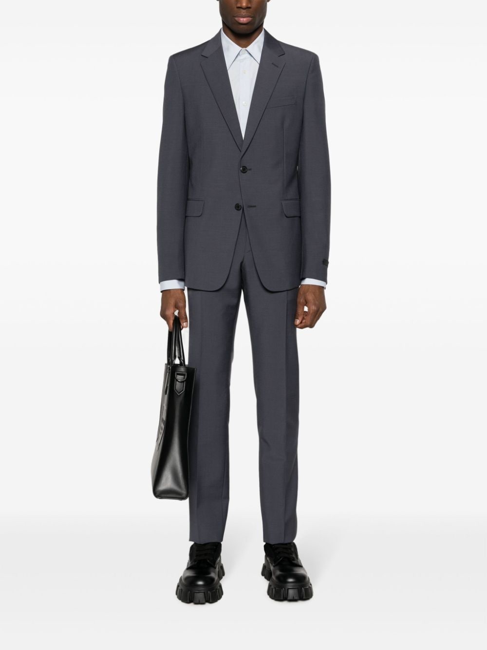 Shop Prada Wool-blend Single-breasted Suit In Grey