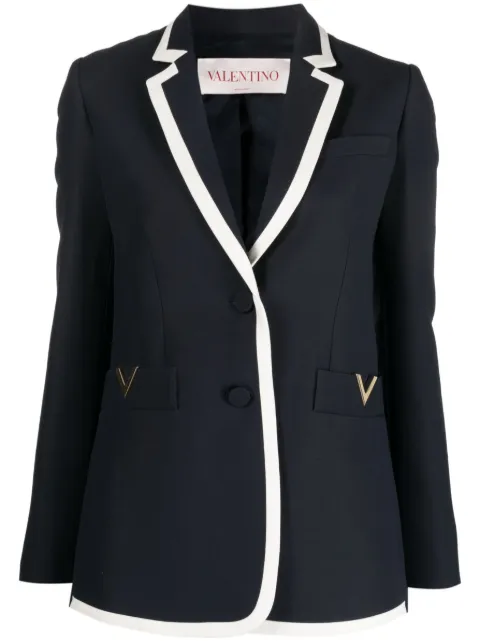 Valentino Garavani logo-plaque wool-silk blend blazer