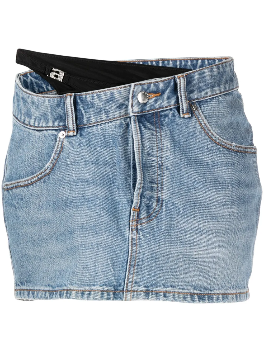 Alexander Wang asymmetric bikini-layer denim skirt - Blue