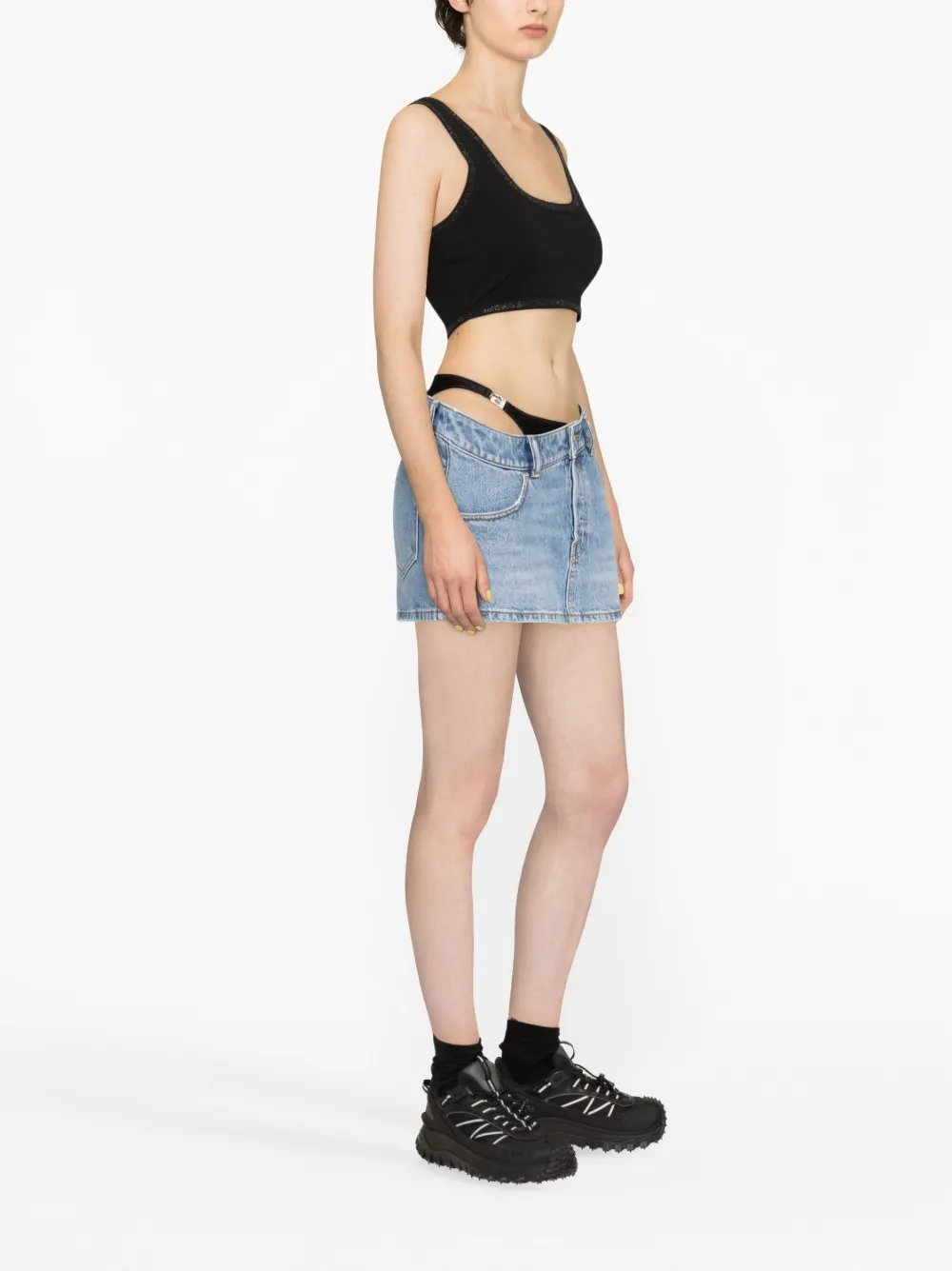 Shop Alexander Wang Asymmetric Bikini-layer Denim Skirt In Blue