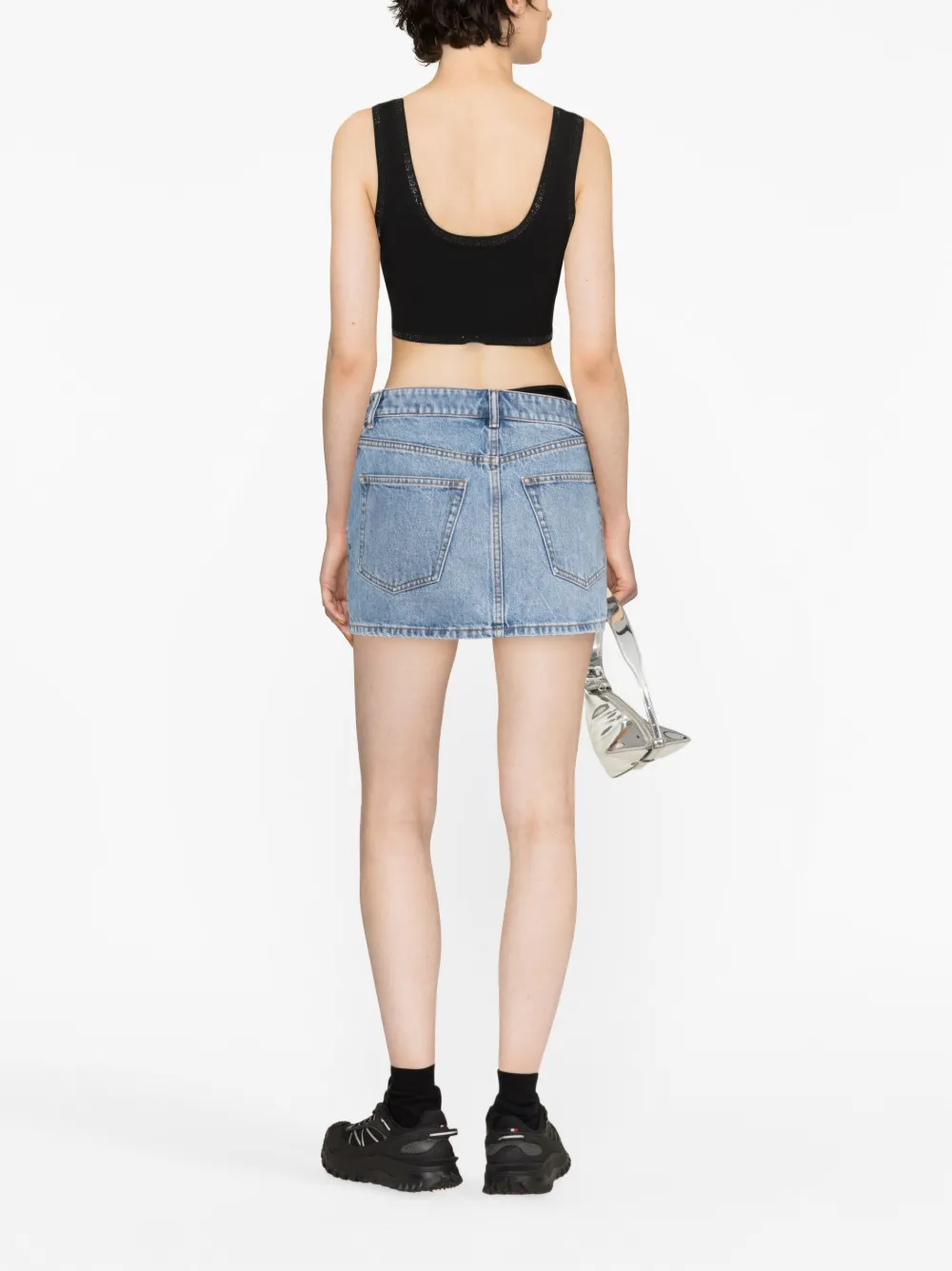 Shop Alexander Wang Asymmetric Bikini-layer Denim Skirt In Blue