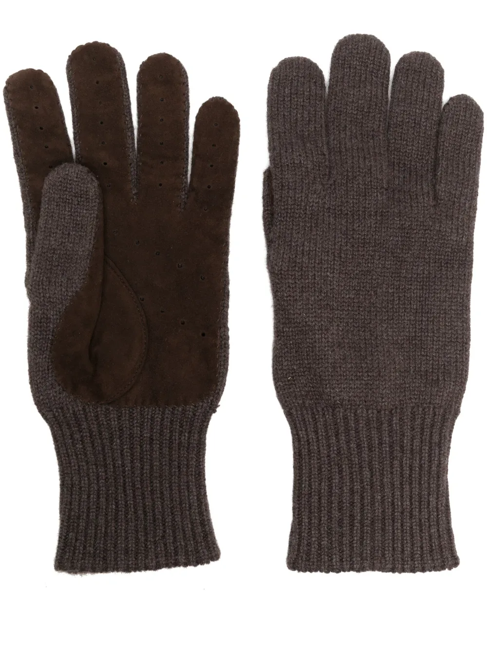 Brunello Cucinelli panelled cashmere gloves | Brown | Image 1