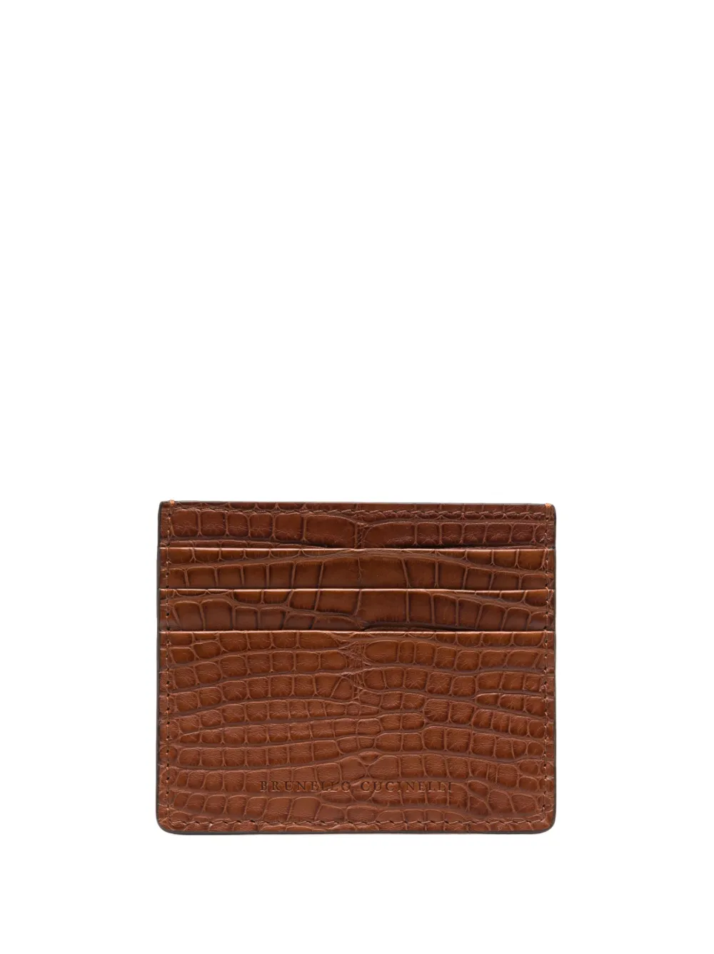 Brunello Cucinelli tarjetero con efecto de piel de cocodrilo | marrón | Image 1