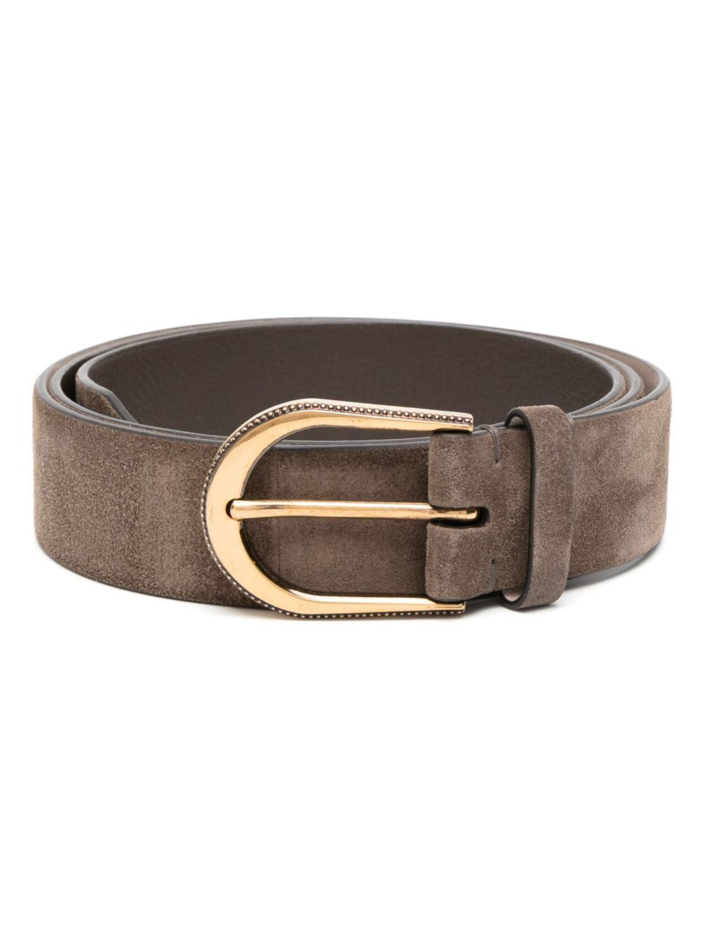 Brown Suede Leather Belt With Silver Metal Buckle for Men By Brune & B
