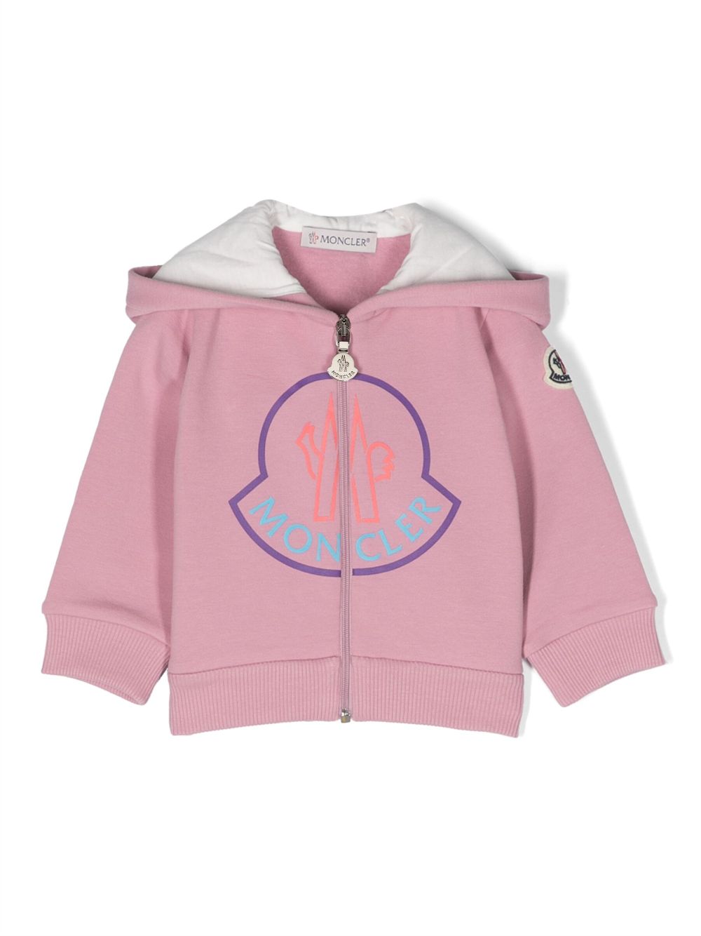 Moncler Enfant logo-print cotton hoodie - Pink