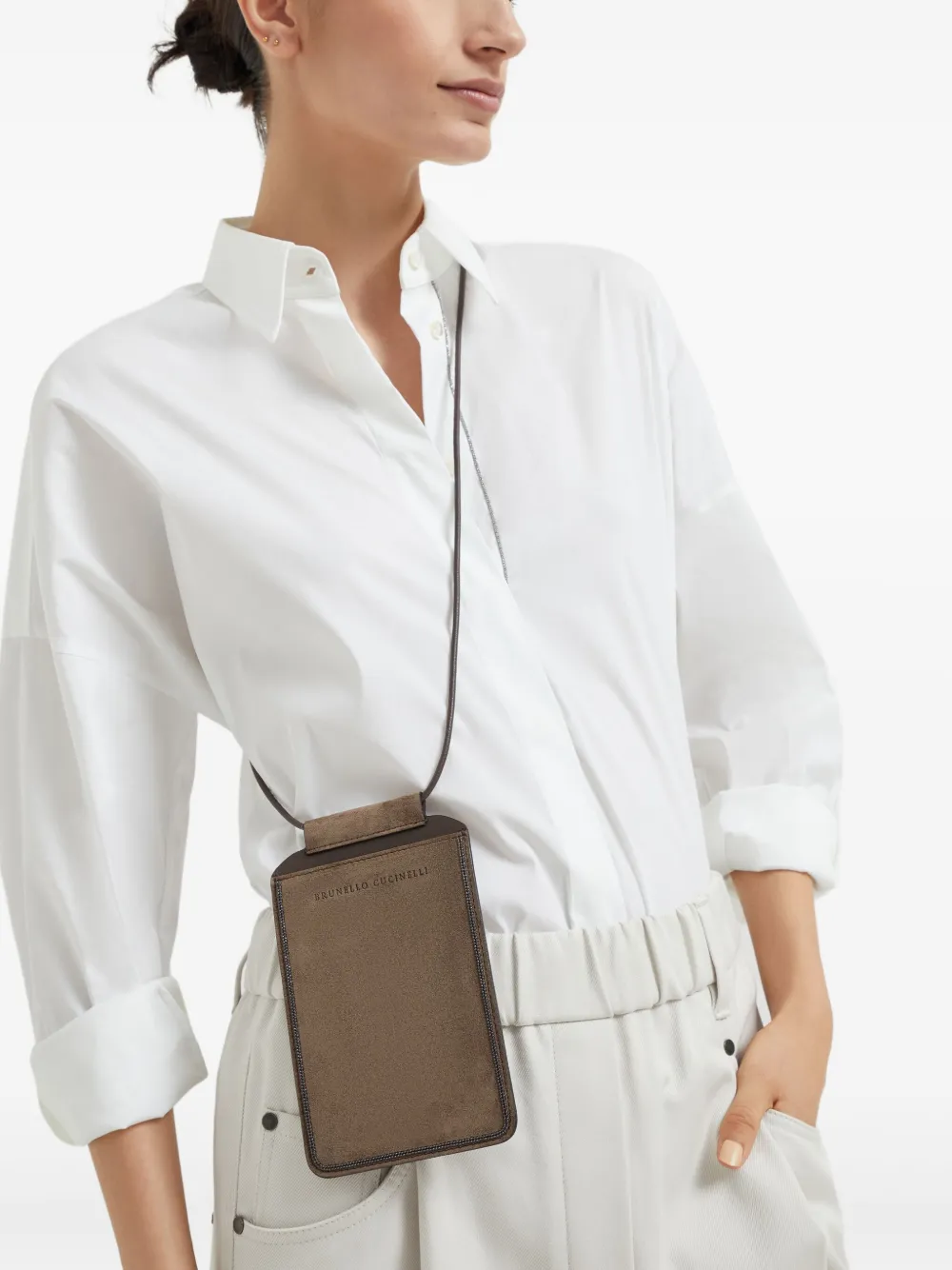 Brunello Cucinelli pochette pour smartphone en daim | Image 2
