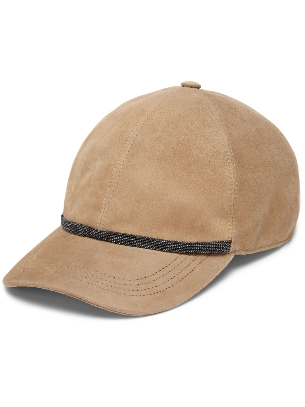 Brunello Cucinelli beaded suede baseball cap - Brown